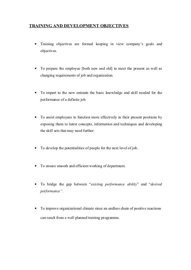 training and development project report doc hypothesis of training and development project